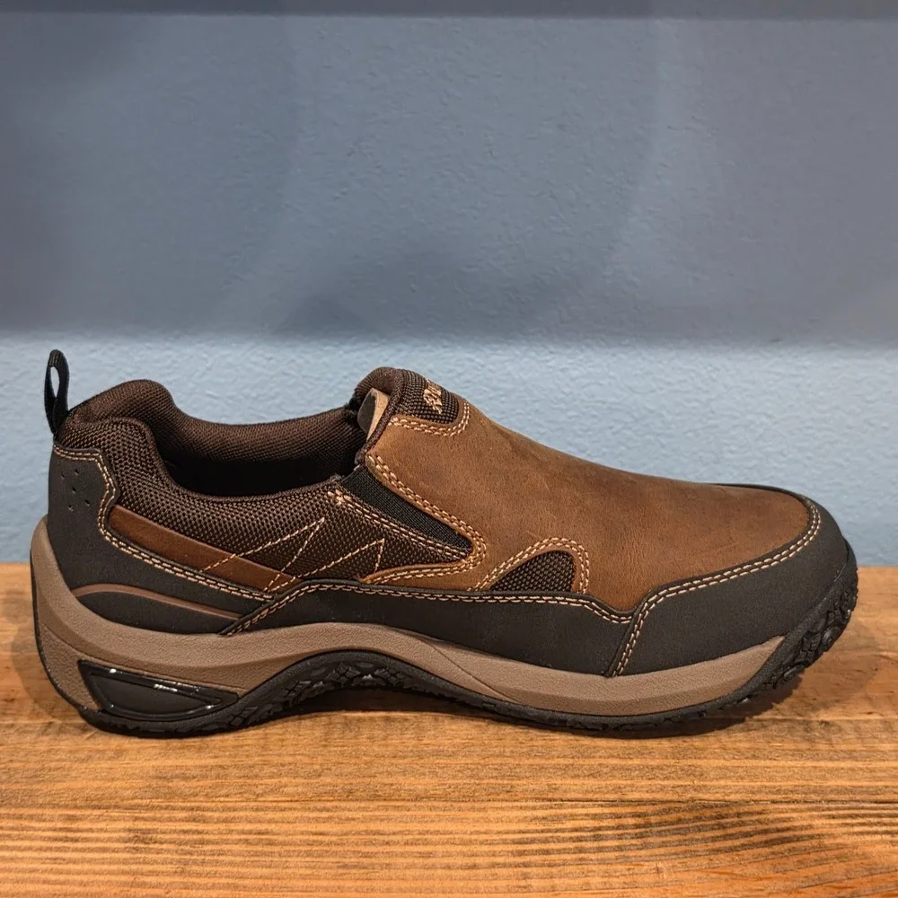 Dunham Mens Cloud Plus Slip On Hiking Shoes Brown Waterproof Leather 7 EEEE WIDE